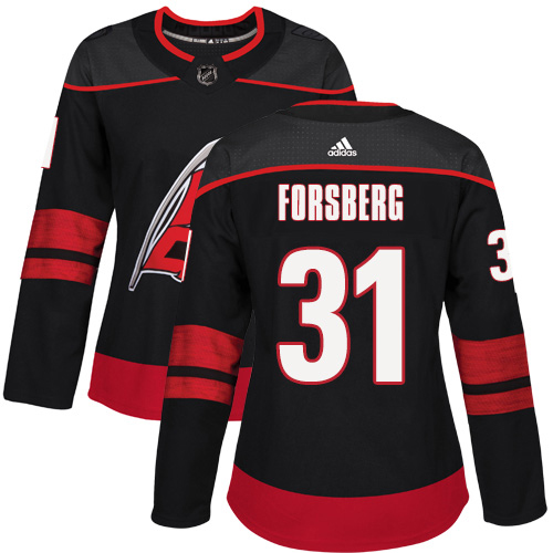 Adidas Hurricanes #31 Anton Forsberg Black Alternate Authentic Women's Stitched NHL Jersey